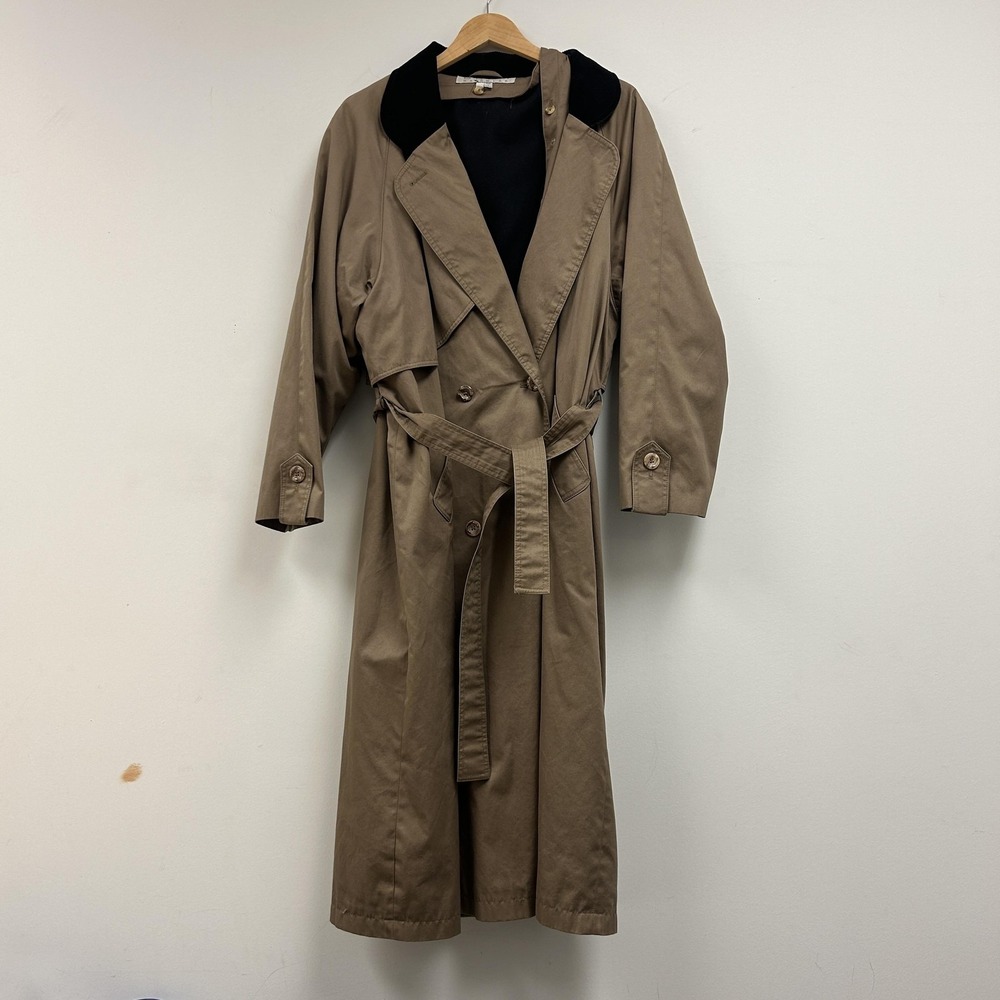 Vintage BREM Rainwear Coat Womens 17/18 Beige Trench Belted Insulated Lined Long